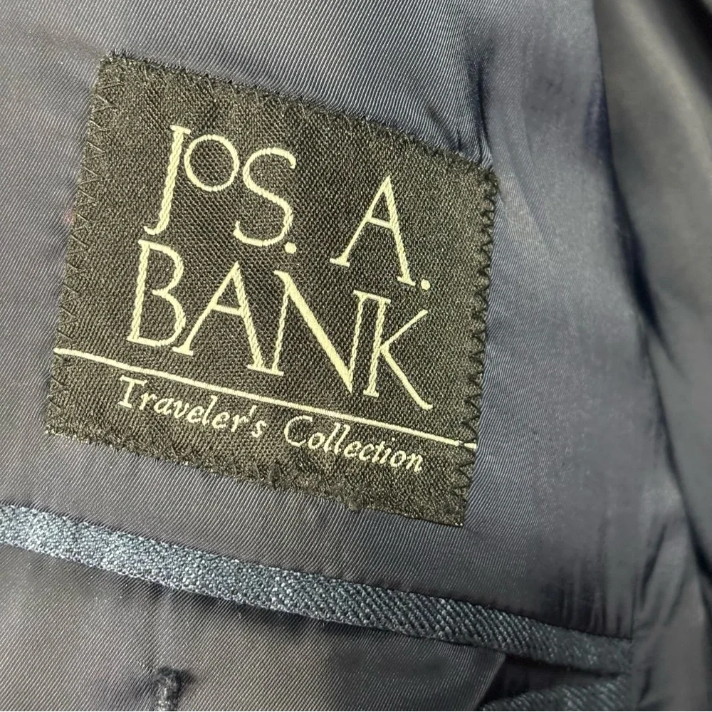 Jos. A. Bank Traveler Blue Plaid Wool Sport Coat Blazer Jacket Tailored Fit 43R